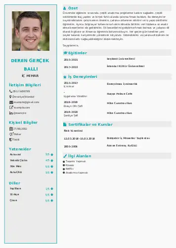İç Mimar Cv Örnekleri cv indir